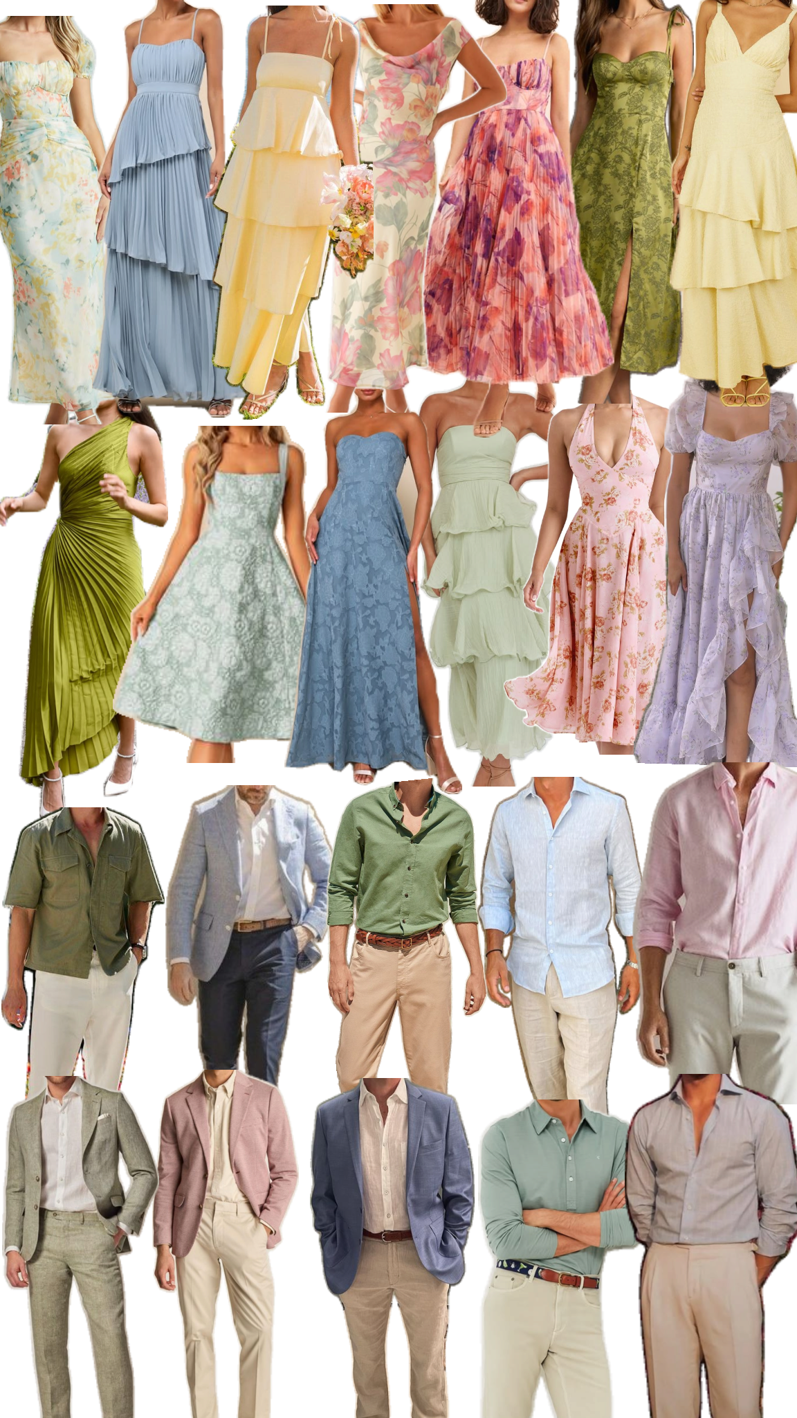 Summer garden attire inspiration — florals and light colors